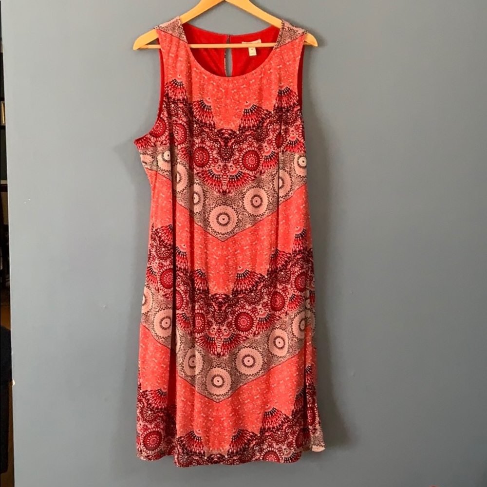 Dana Buchman Red Patterned Tank Dress